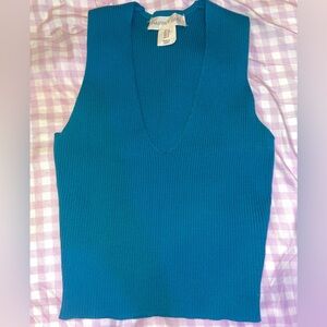 turquoise blue ribbed top